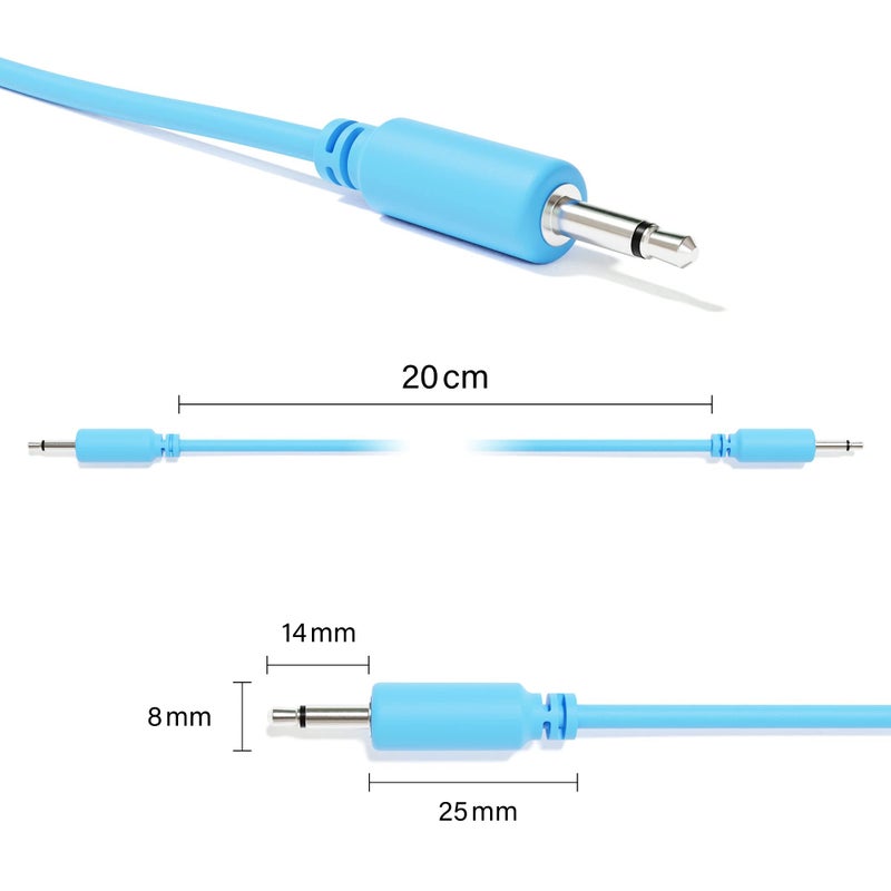 ExcelValley - Mono Modular Patch Cables TS 3.5mm 1/8 inch Eurorack Synthesizer [6A-Pack | 15 cm - 5.91"] - Image 2